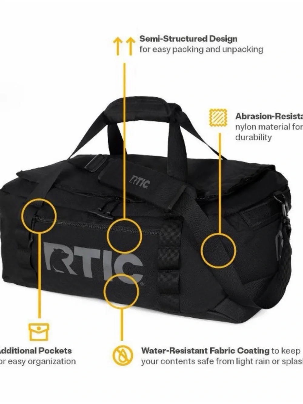 RTIC Road Trip Collapsible Duffel Bag - Black